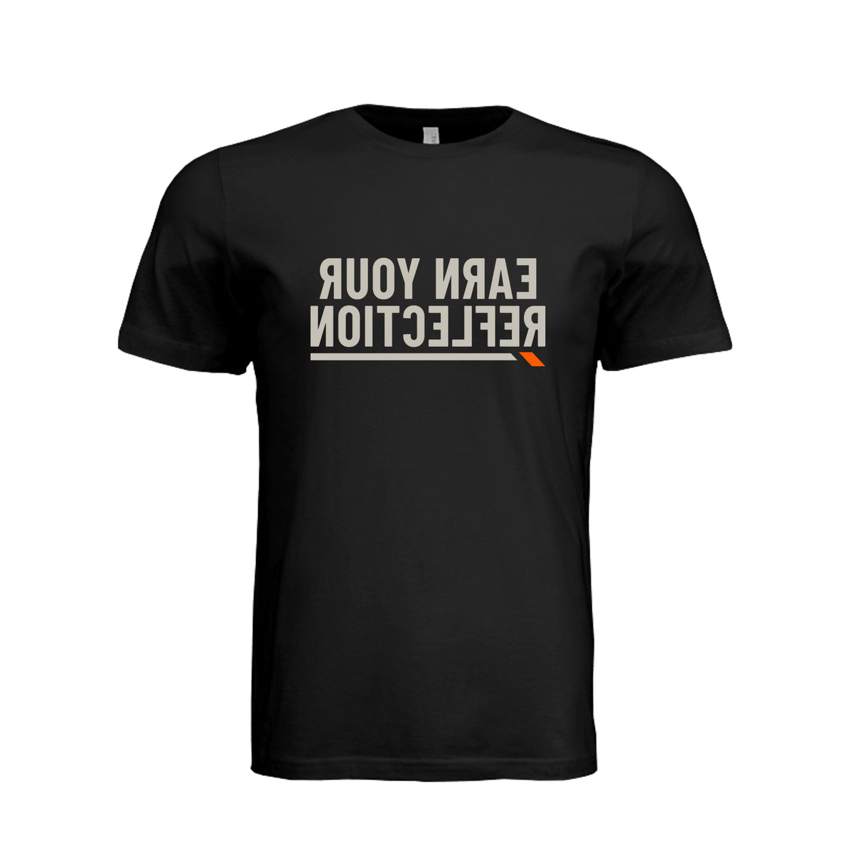 Earn Your Reflection — Mirrored Tee · Vintage Black · Front