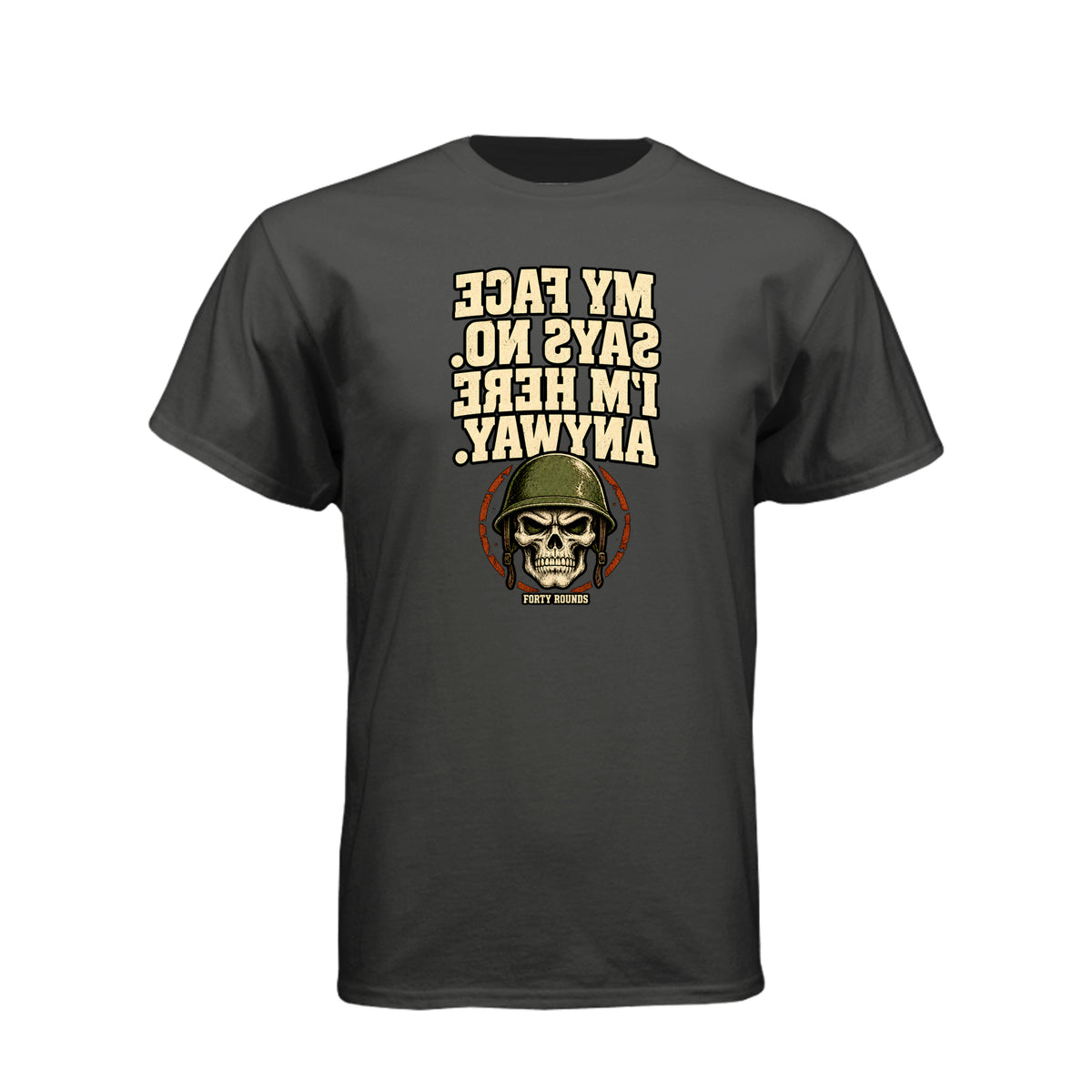 Here Anyway — Mirrored Graphic Tee · Black · Front