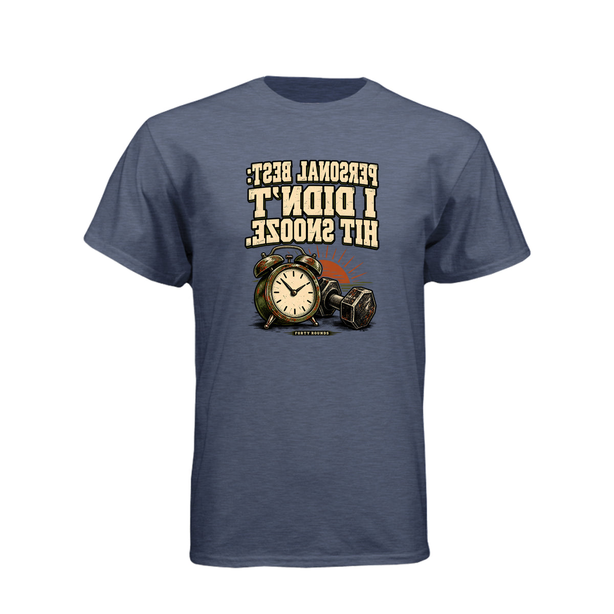Didn't Hit Snooze — Mirrored Graphic Tee · Midnight Navy · Front