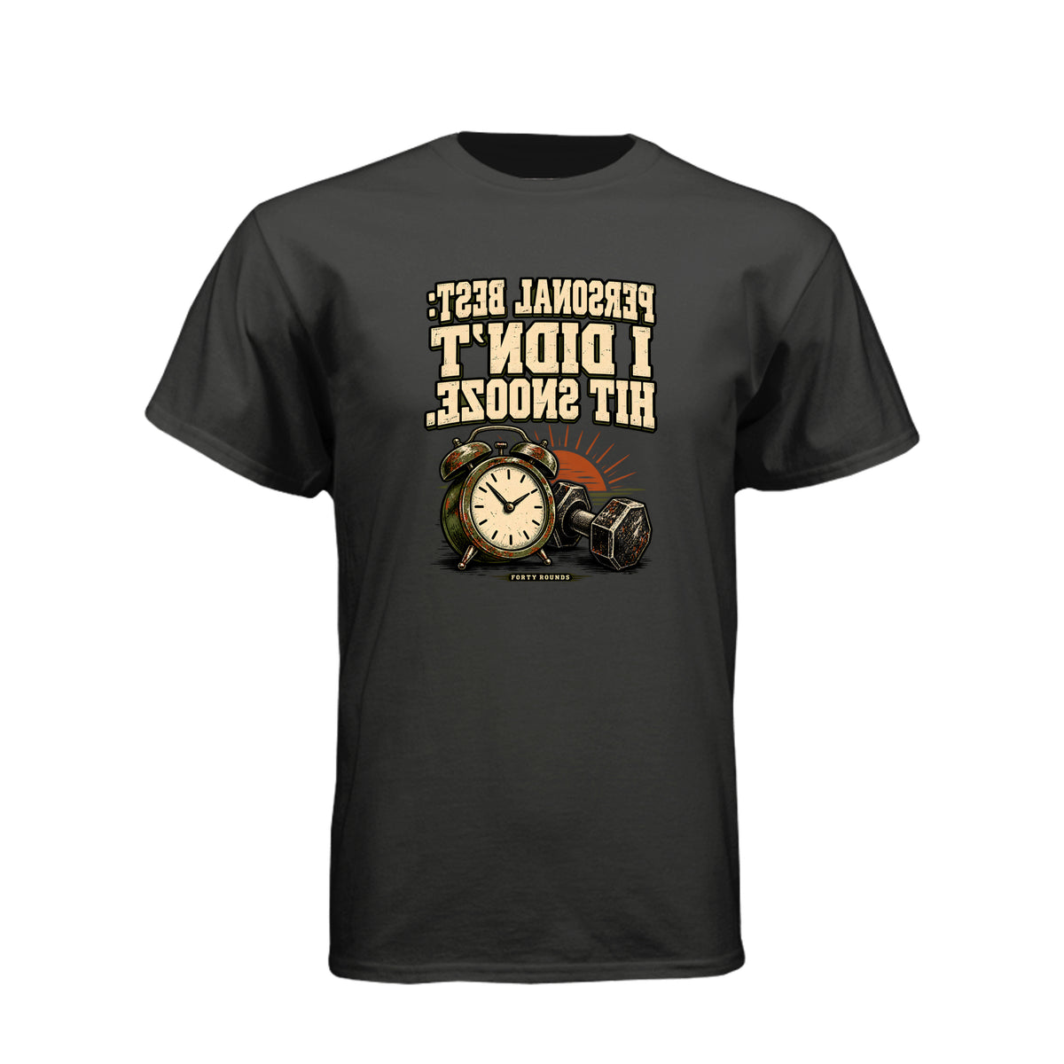 Didn't Hit Snooze — Mirrored Graphic Tee · Charcoal · Front