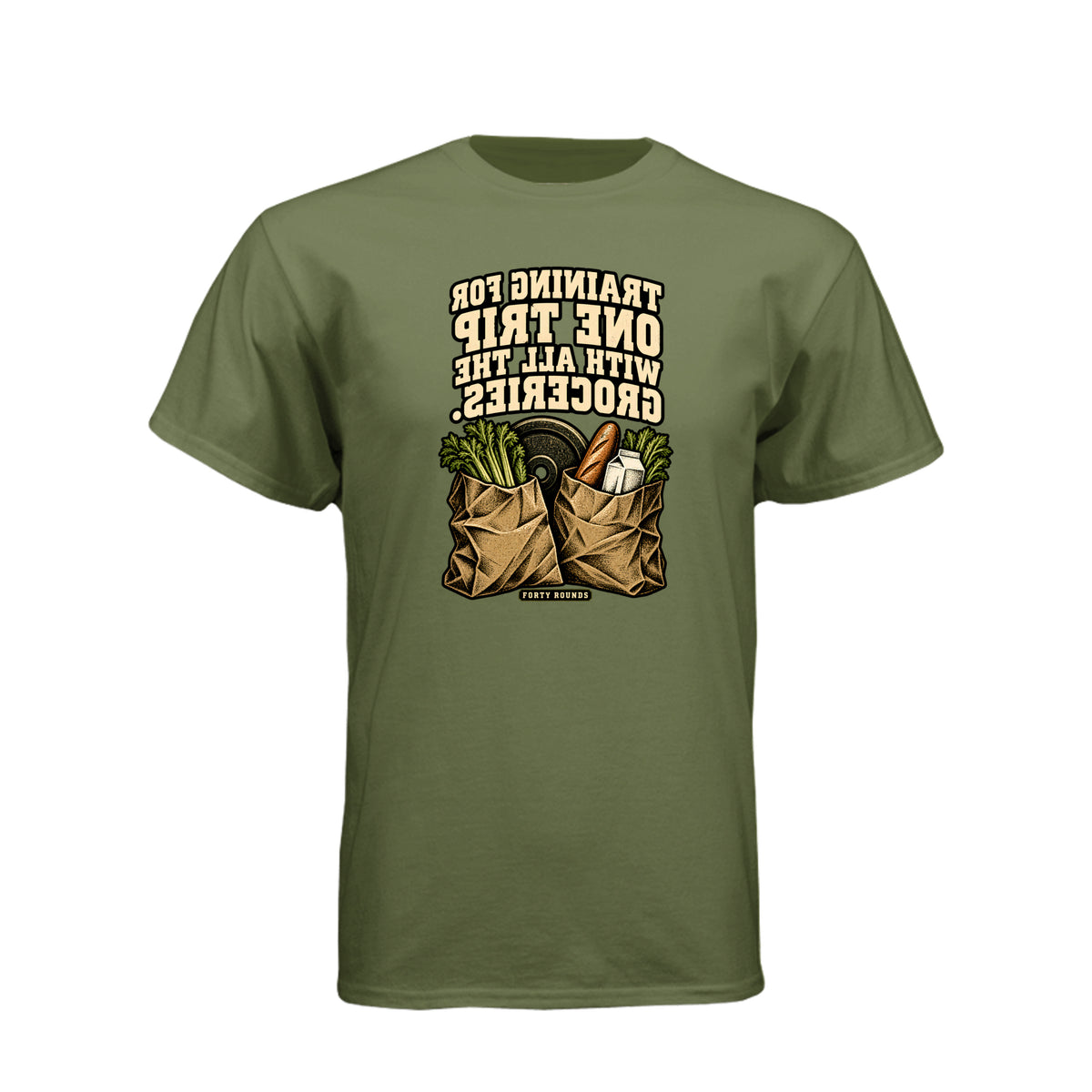 One Trip — Mirrored Graphic Tee · Military Green · Front