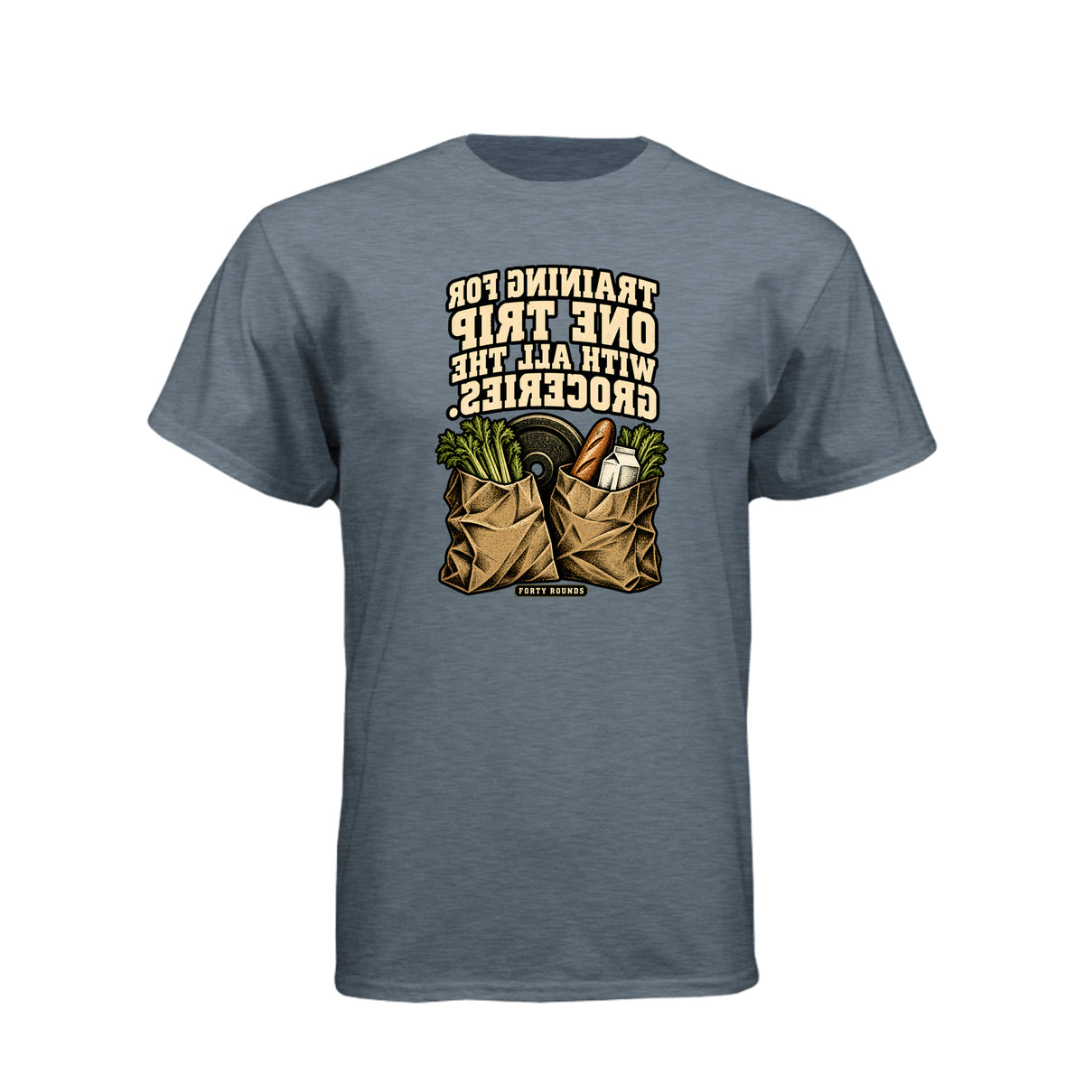 One Trip — Mirrored Graphic Tee · Heather Slate Blue · Front