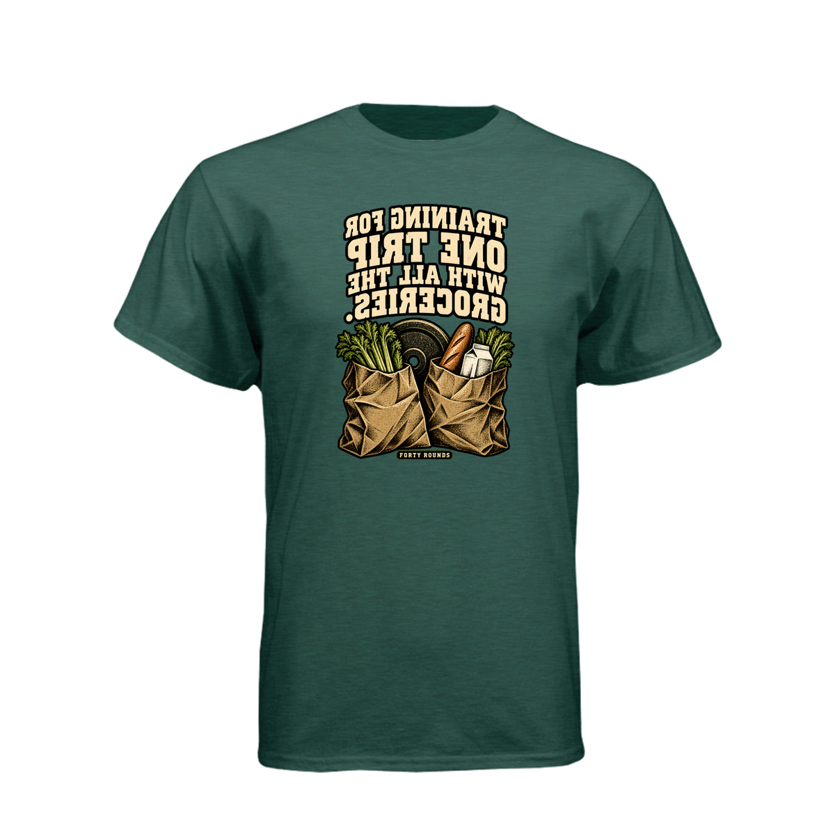 One Trip — Mirrored Graphic Tee · Heather Forest Green · Front