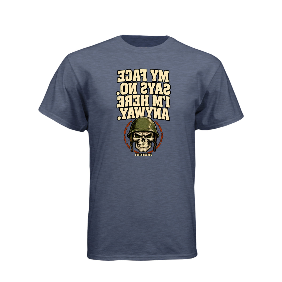 Here Anyway — Mirrored Graphic Tee · Midnight Navy · Front
