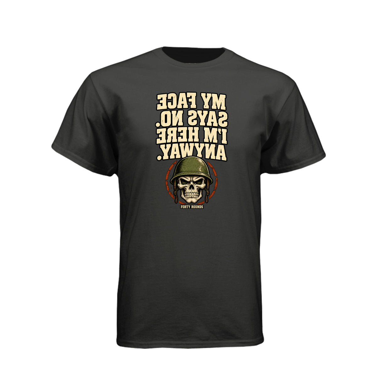Here Anyway — Mirrored Graphic Tee · Charcoal · Front