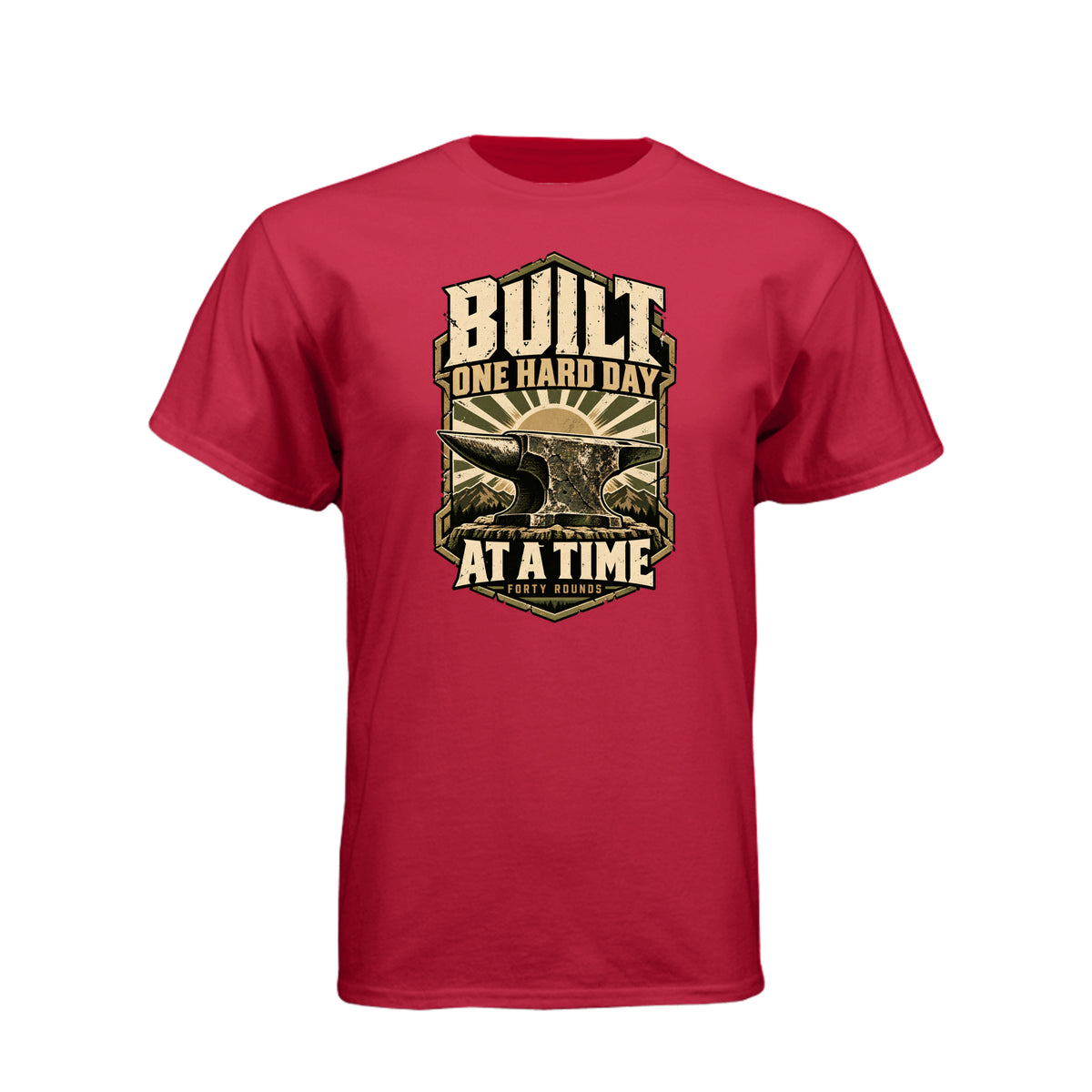 Built One Hard Day at a Time Tee · Red · Front