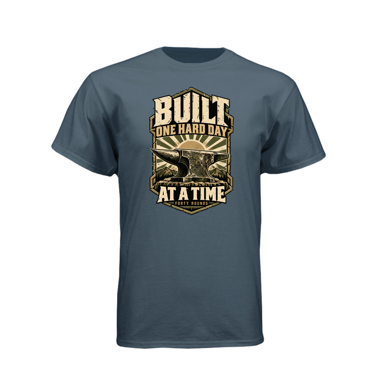 Built One Hard Day at a Time Tee · Indigo · Front