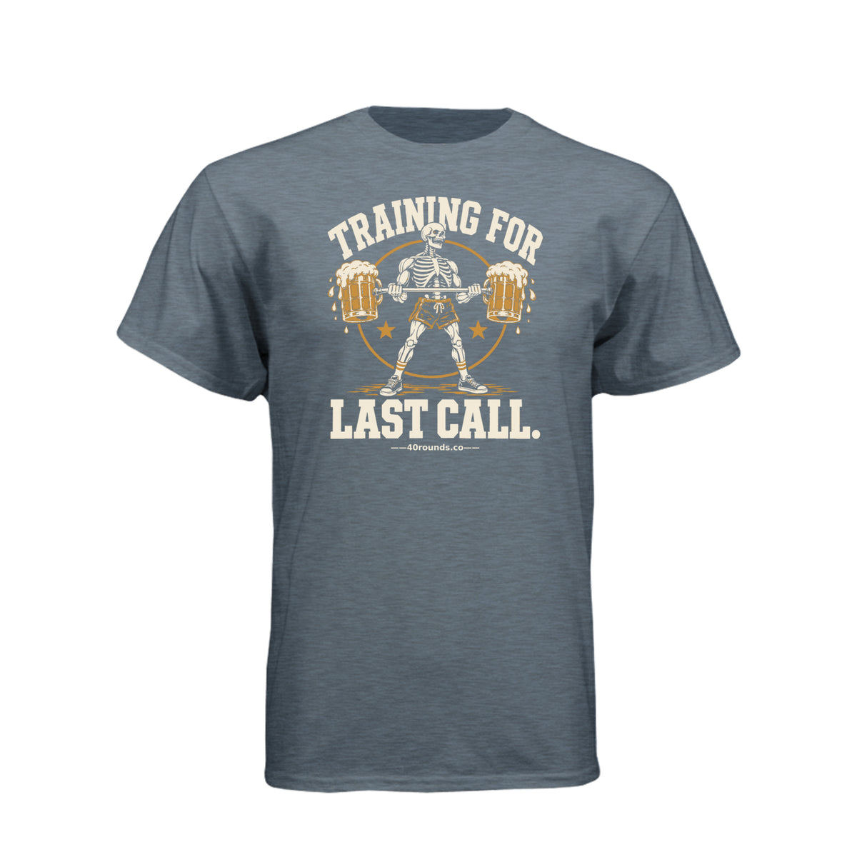 Training for Last Call Tee · Heather Slate Blue · Front