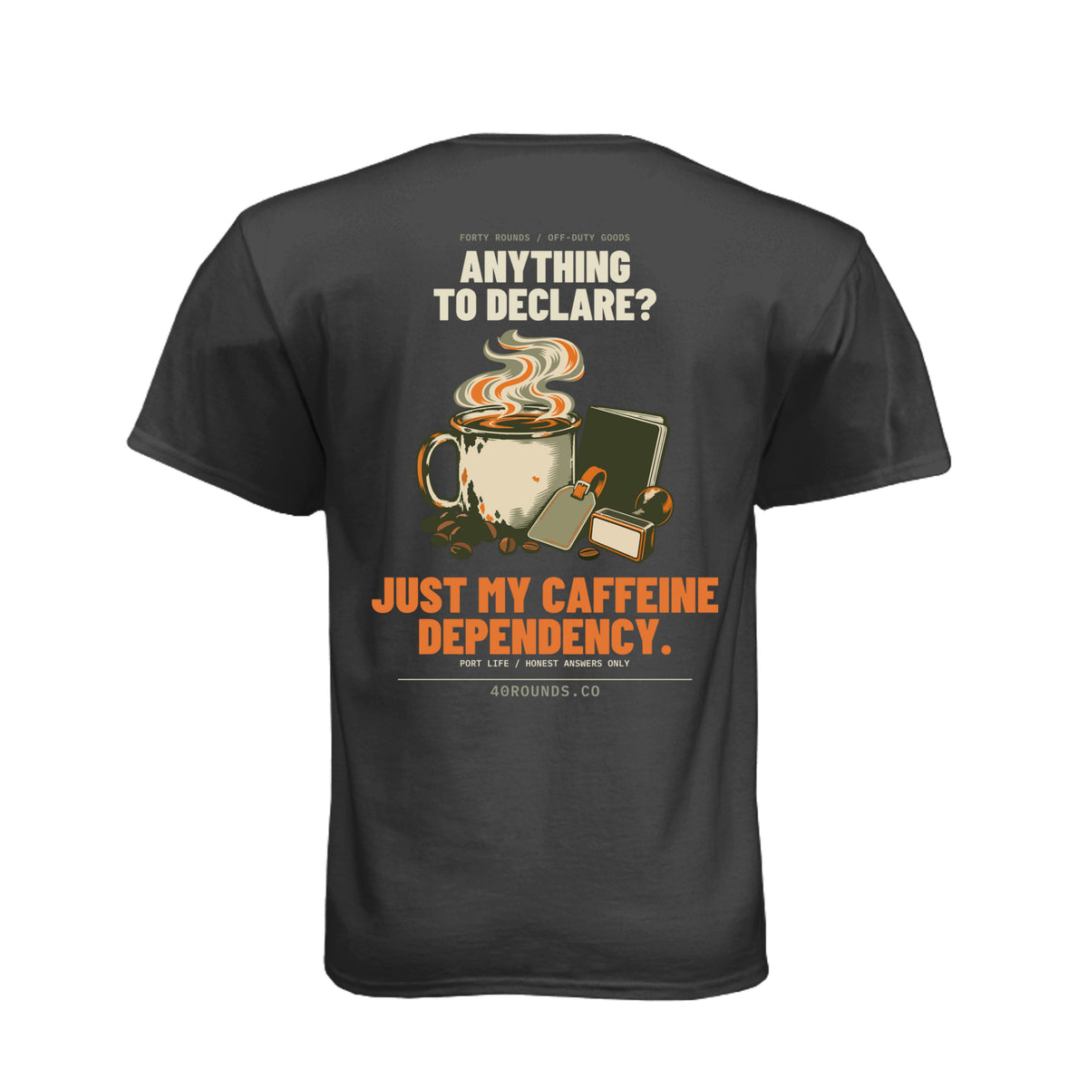 Caffeine Declaration Tee · Black · Back