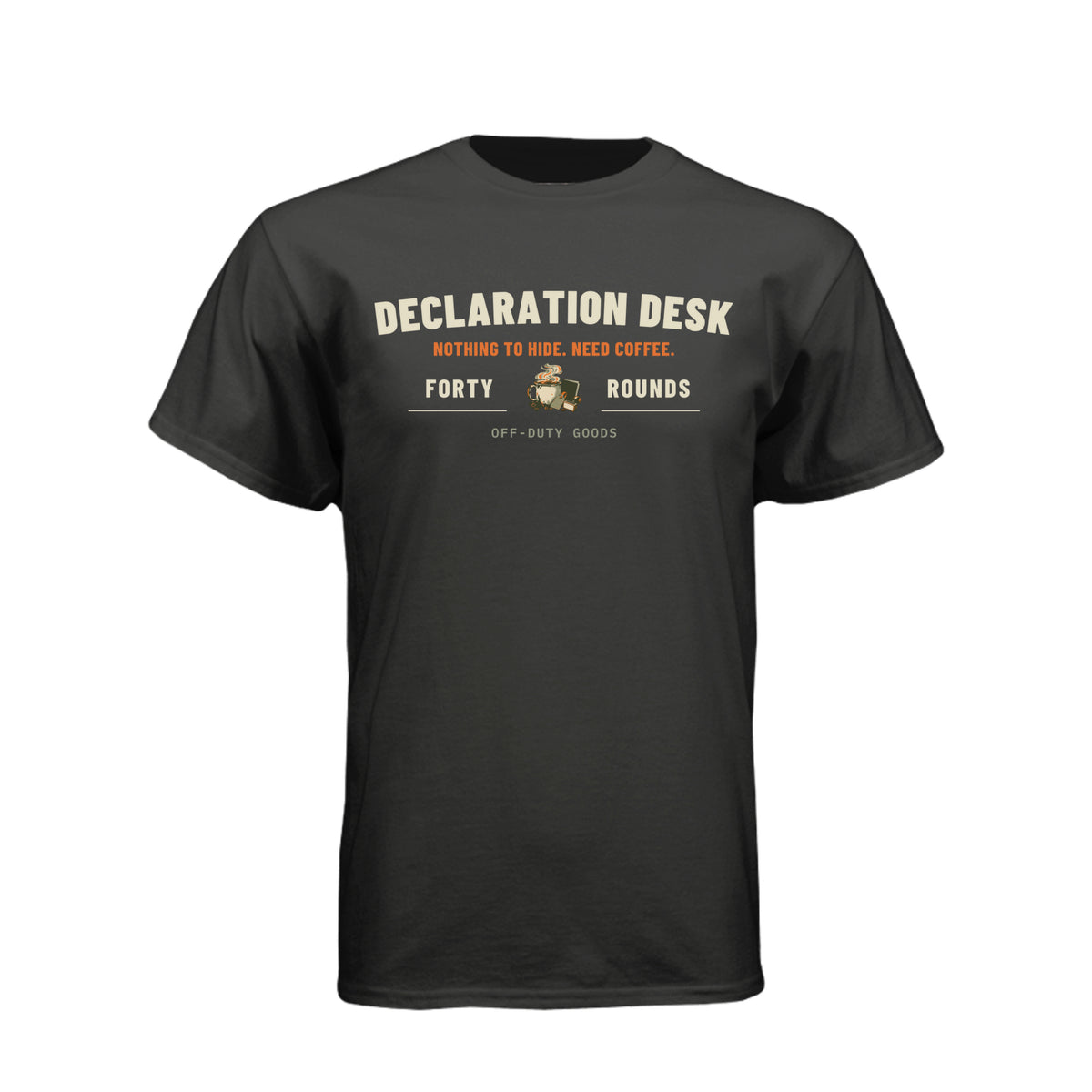 Caffeine Declaration Tee · Charcoal · Front
