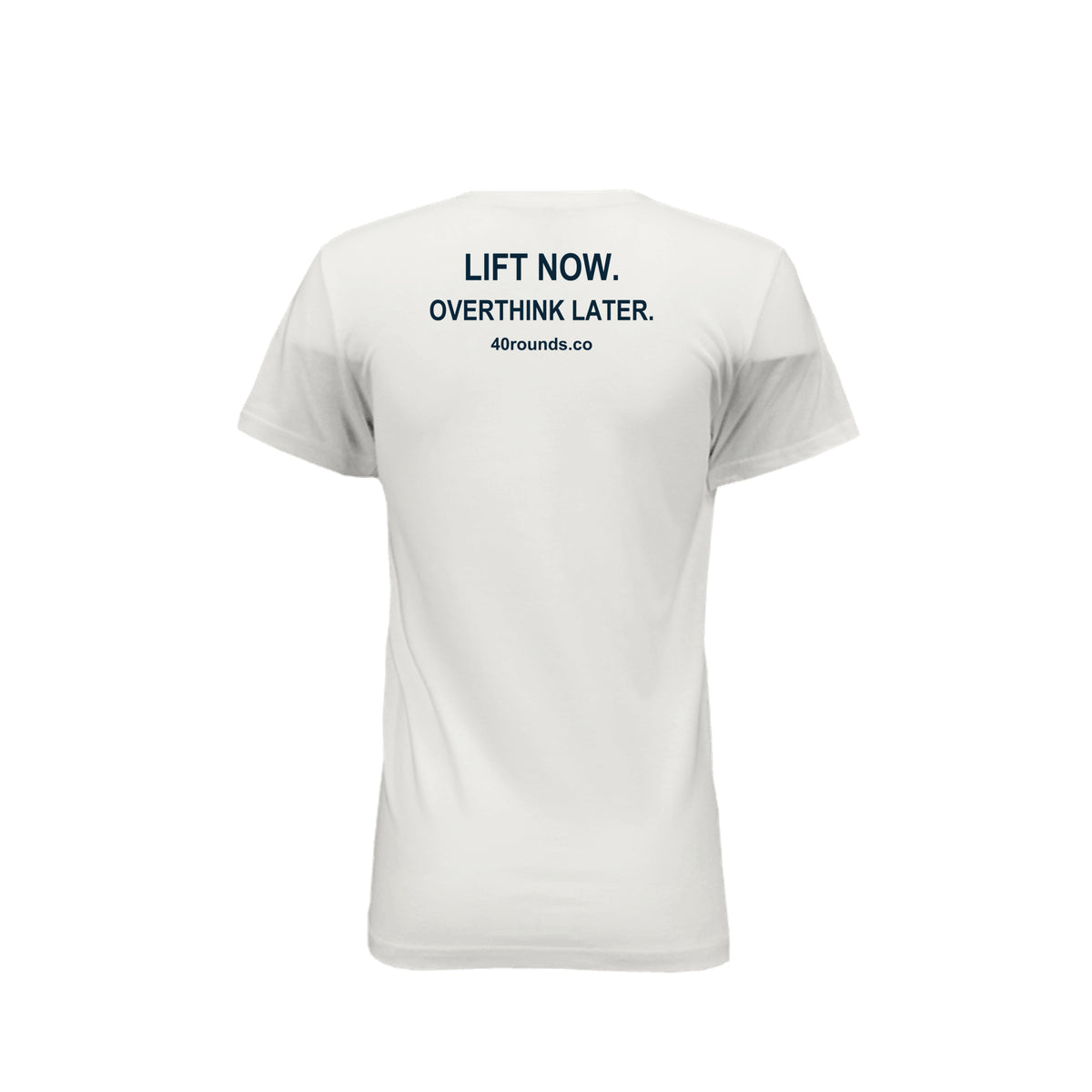 Lift Now. Overthink Later. — Women’s Mirrored Graphic Tee · Natural · Back