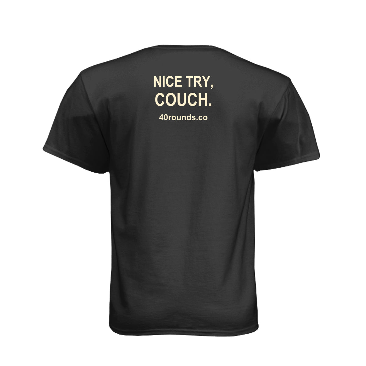 Nice Try, Couch — Mirrored Graphic Tee · Charcoal · Back