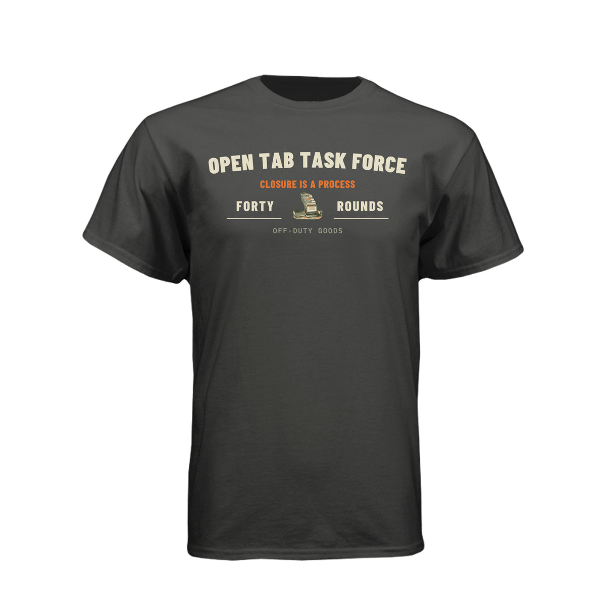 Tabs Still Open Tee · Black · Front
