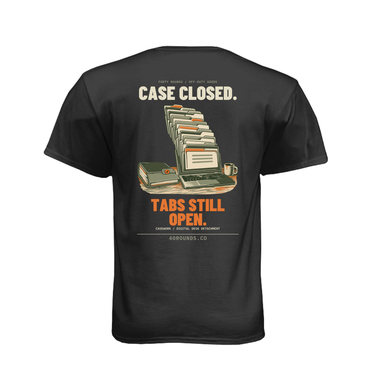 Tabs Still Open Tee · Charcoal · Back