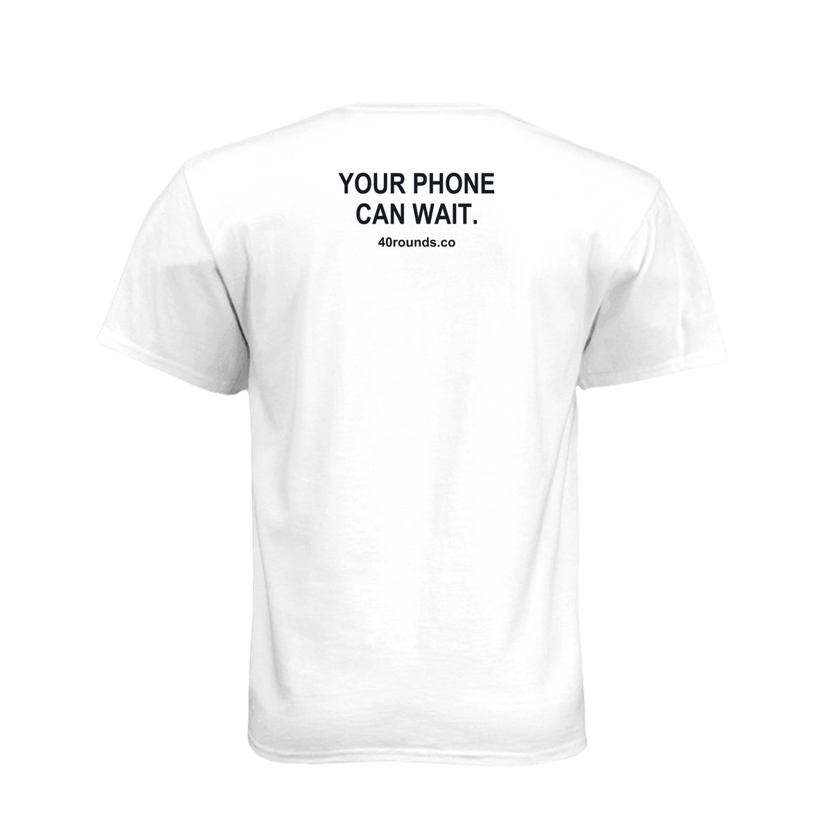Your Phone Can Wait — Mirrored Graphic Tee · White · Back