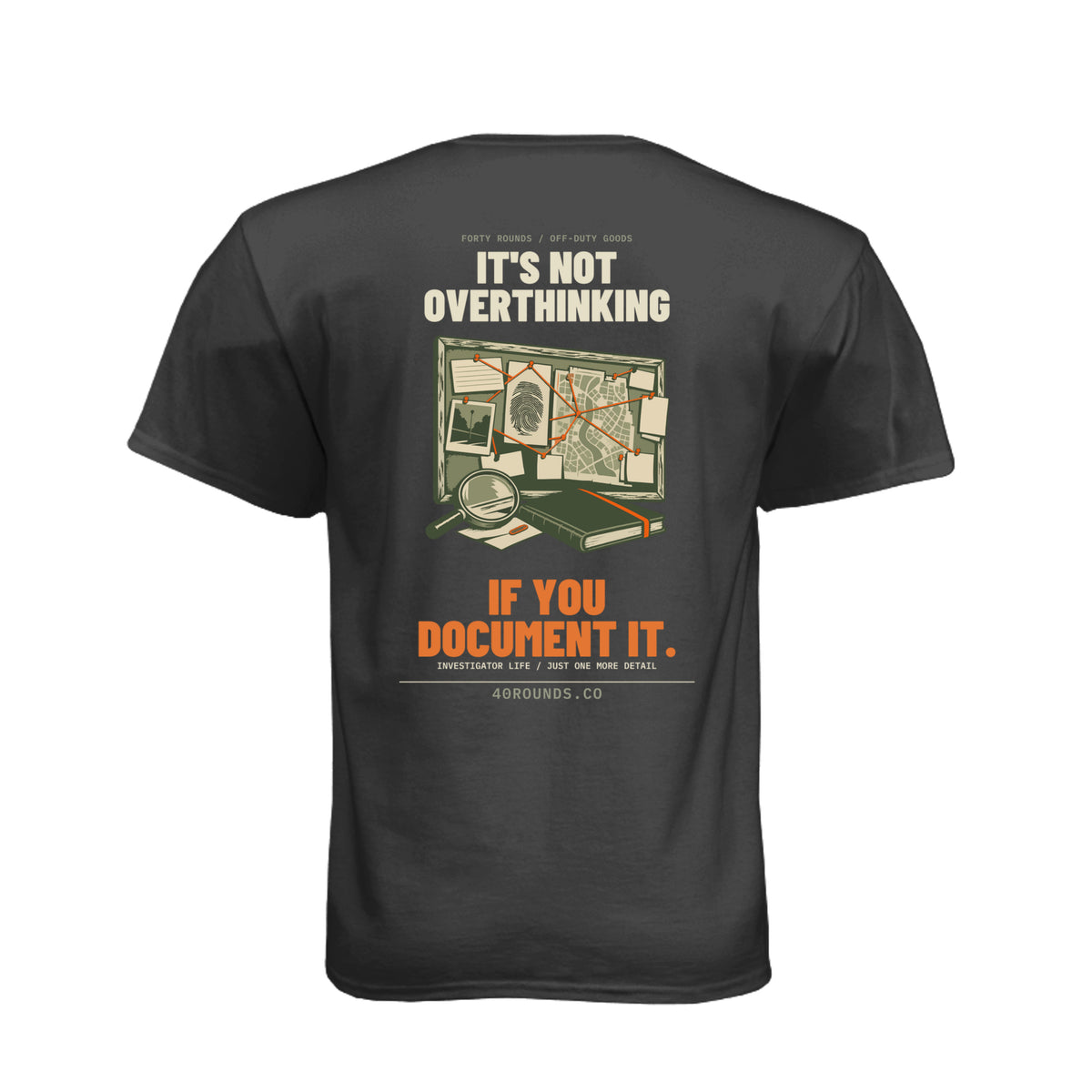 Documented Overthinking Tee · Black · Back