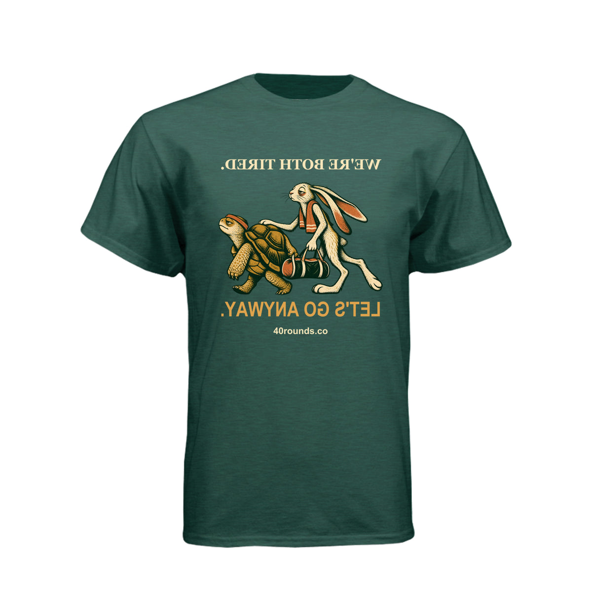 Let’s Go Anyway — Mirrored Graphic Tee · Heather Forest Green · Front