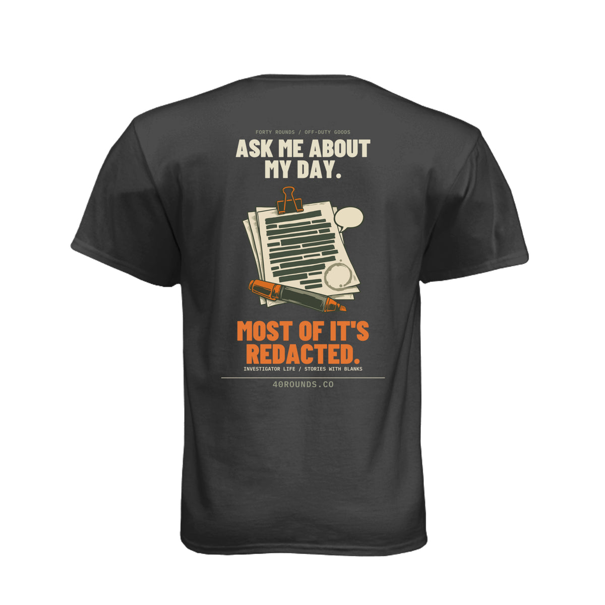 Redacted Day Tee · Black · Back