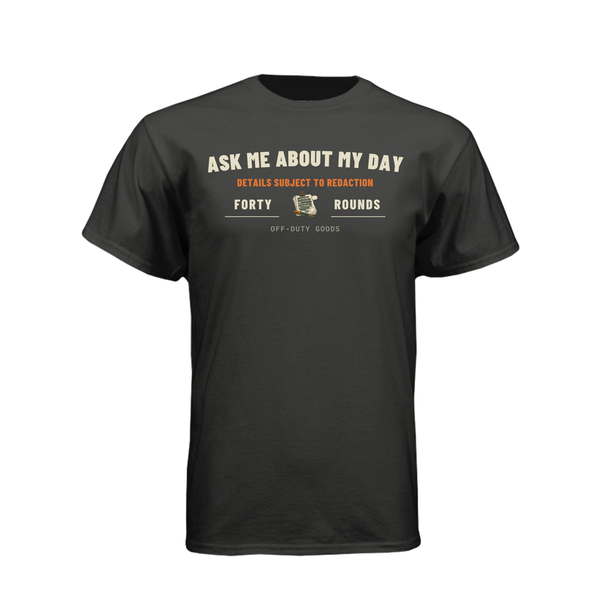 Redacted Day Tee · Charcoal · Front