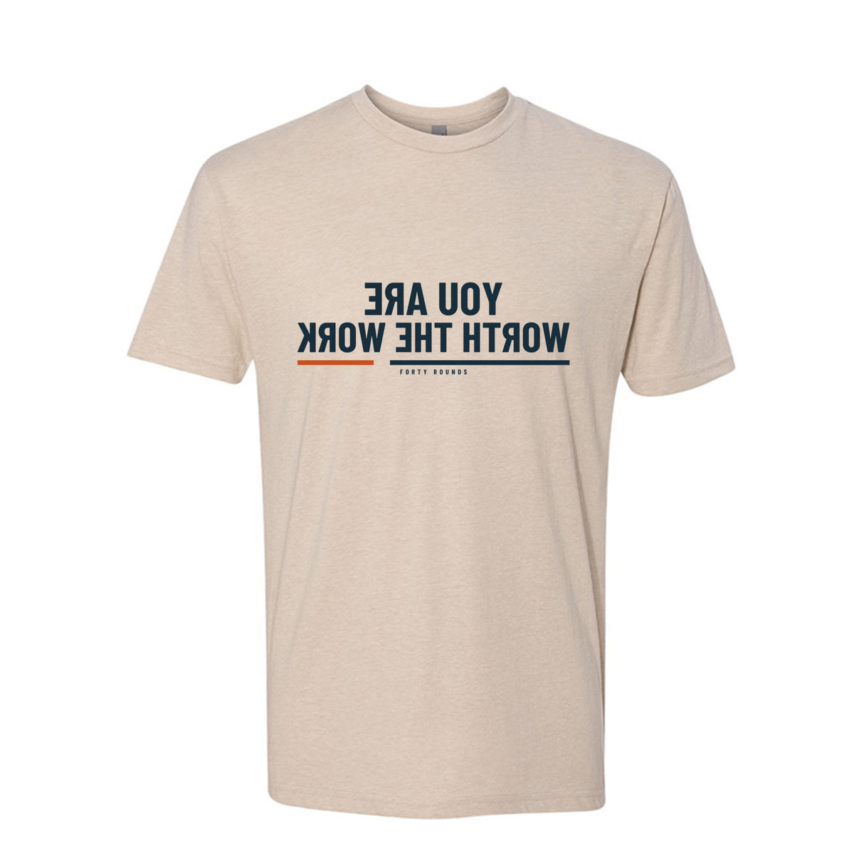 You Are Worth the Work — Men’s Mirrored Tee · Heather Cream · Front
