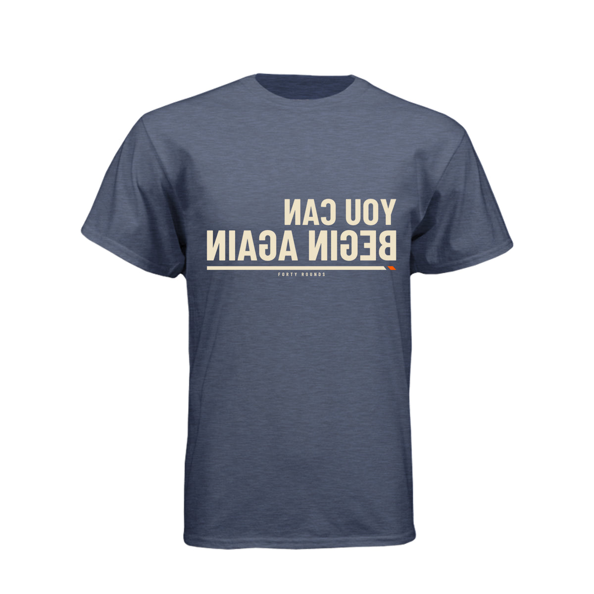 You Can Begin Again — Men’s Mirrored Tee · Midnight Navy · Front