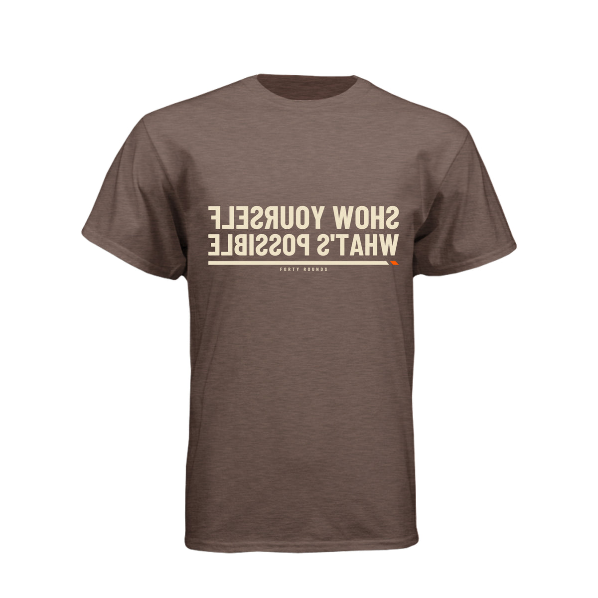 Show Yourself What’s Possible — Men’s Mirrored Tee · Espresso · Front