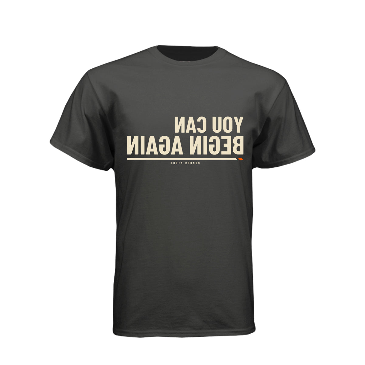 You Can Begin Again — Men’s Mirrored Tee · Black · Front