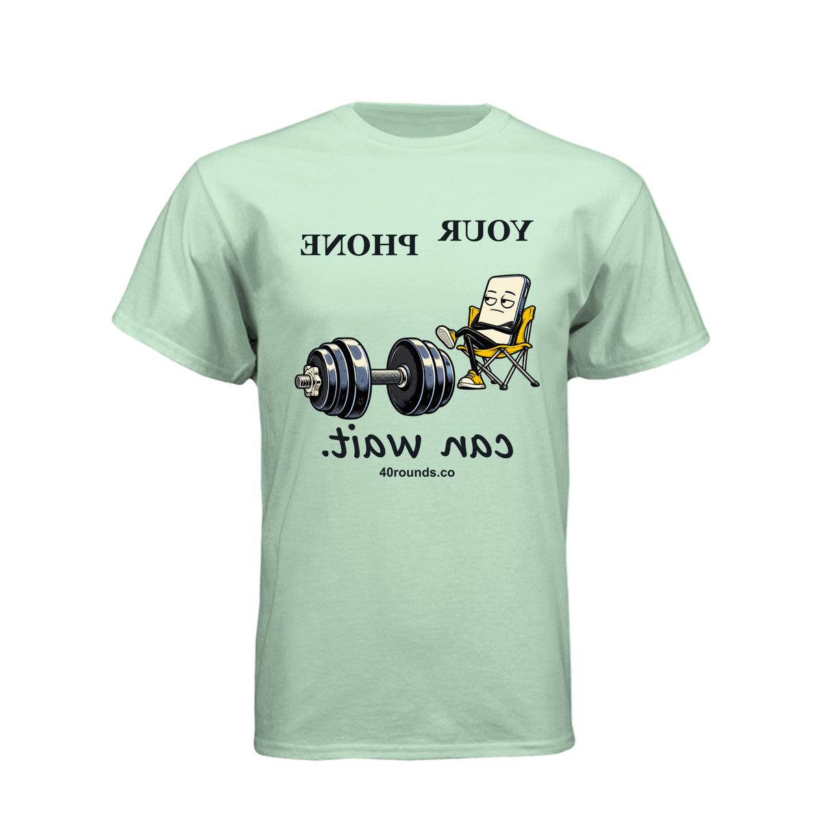Your Phone Can Wait — Mirrored Graphic Tee · Mint · Front