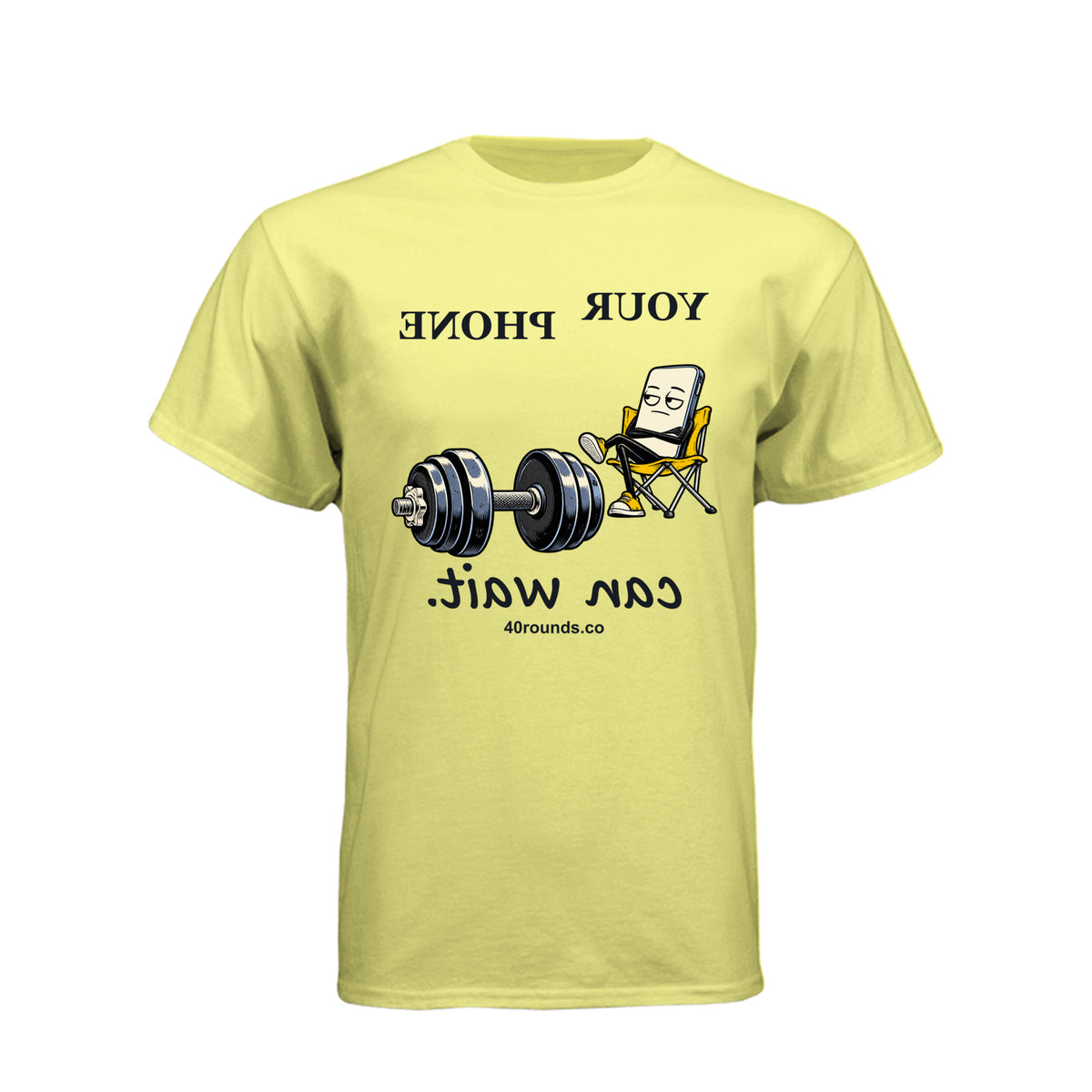 Your Phone Can Wait — Mirrored Graphic Tee · Banana Cream · Front