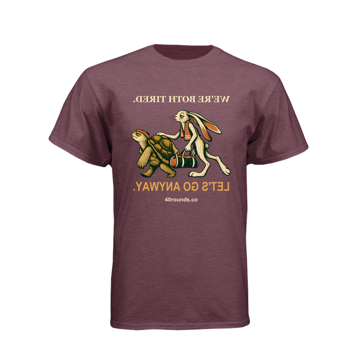 Let’s Go Anyway — Mirrored Graphic Tee · Heather Maroon · Front