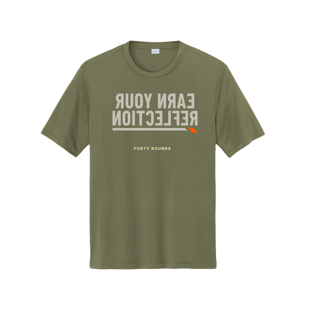 Earn Your Reflection — Dryfit Mirror Tee · Olive Drab Green · Front