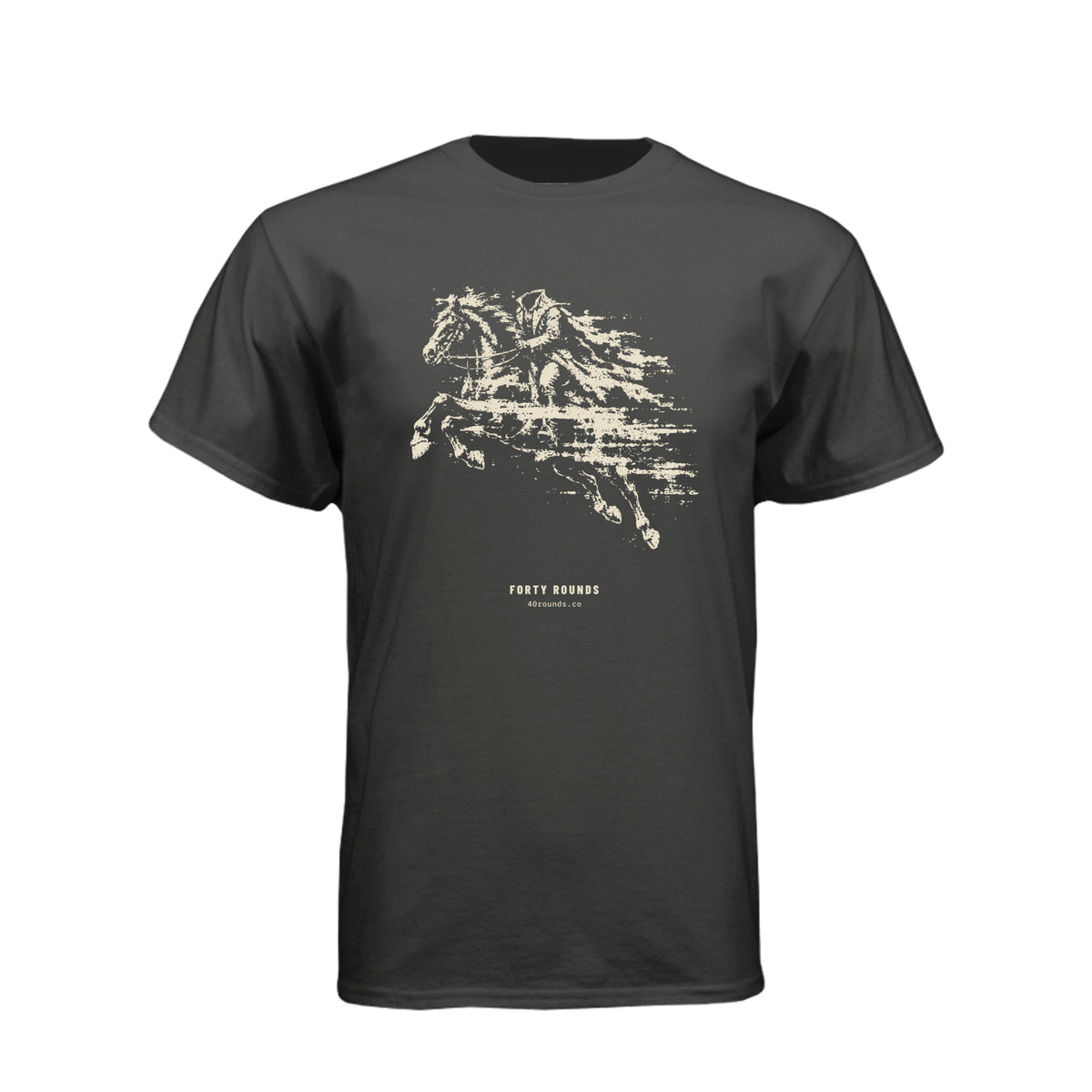 FORTY ROUNDS — Headless Rider Tee · Black · Front