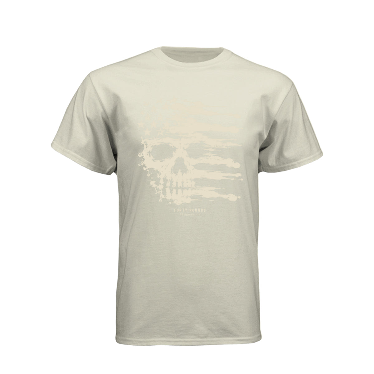 FORTY ROUNDS — Smeared Skull Flag Tee · Sand · Front