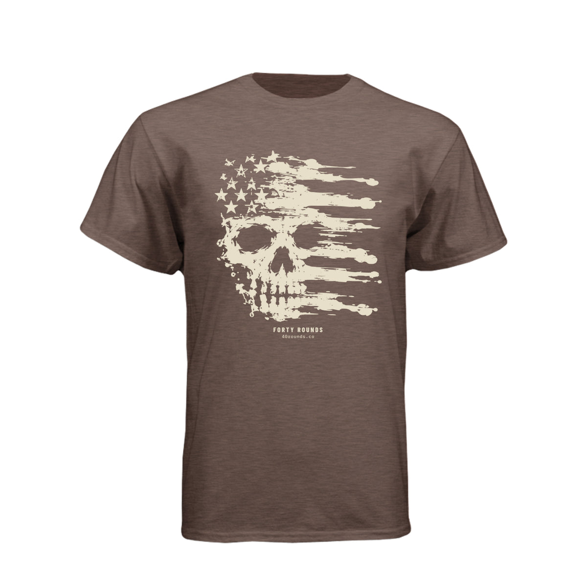 FORTY ROUNDS — Smeared Skull Flag Tee · Espresso · Front
