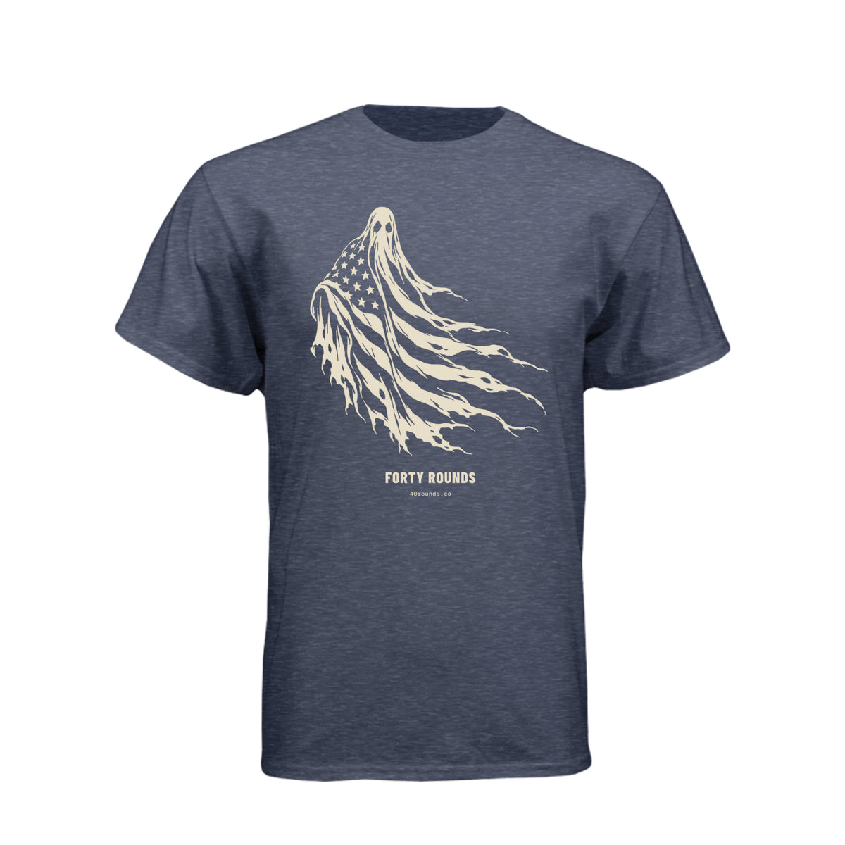 FORTY ROUNDS — Phantom Flag Front-Only Tee · Storm · Front