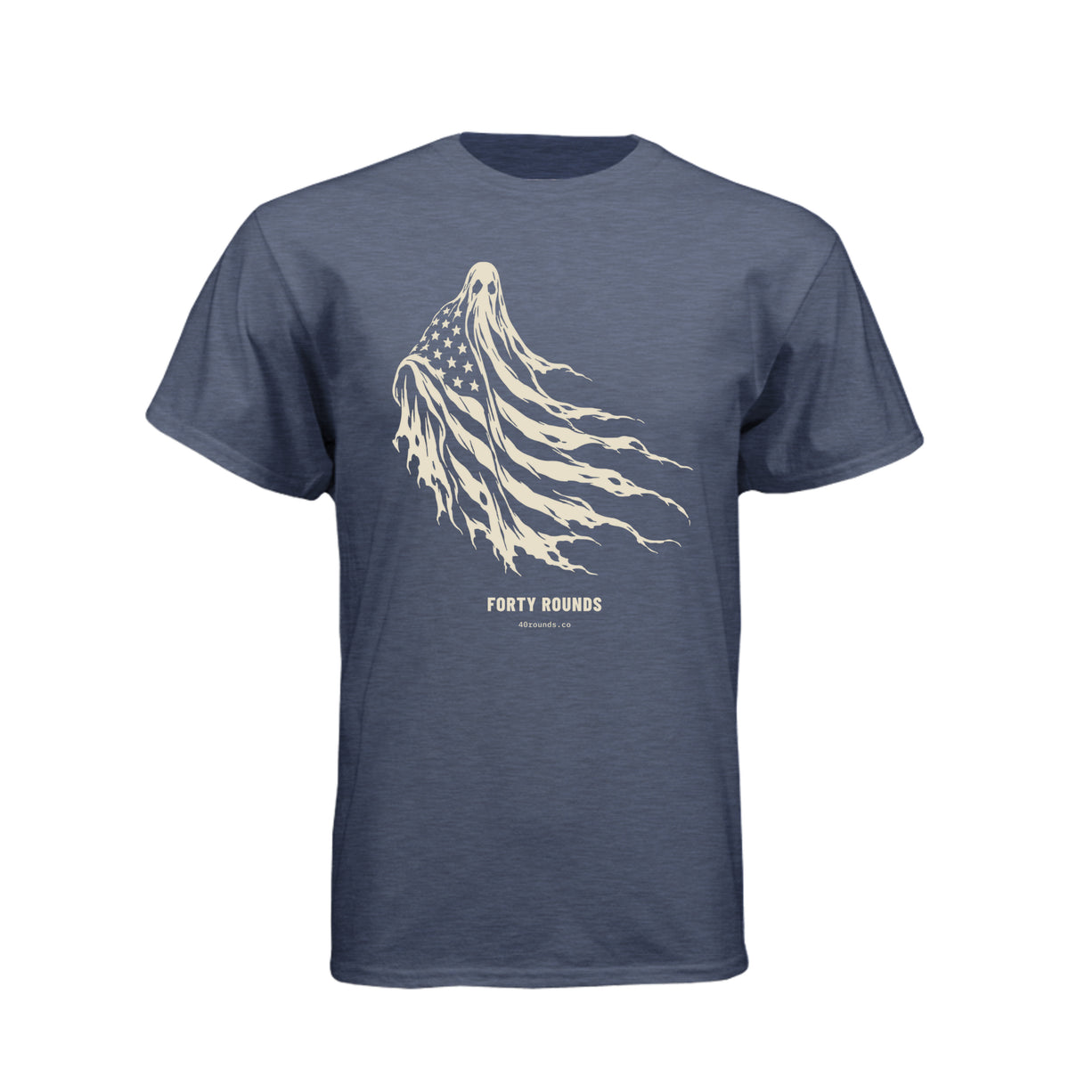 FORTY ROUNDS — Phantom Flag Front-Only Tee · Midnight Navy · Front