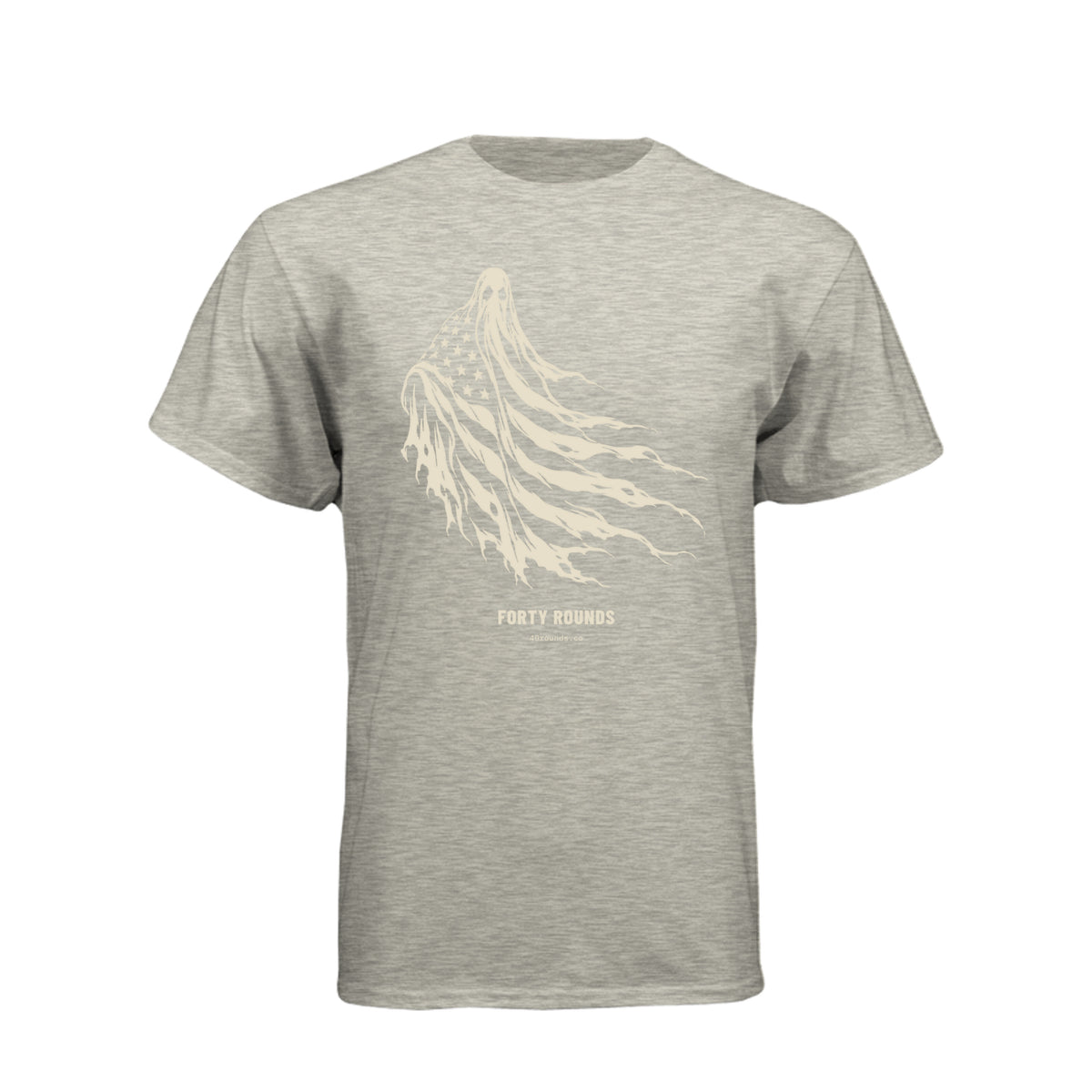 FORTY ROUNDS — Phantom Flag Front-Only Tee · Heather Tan · Front