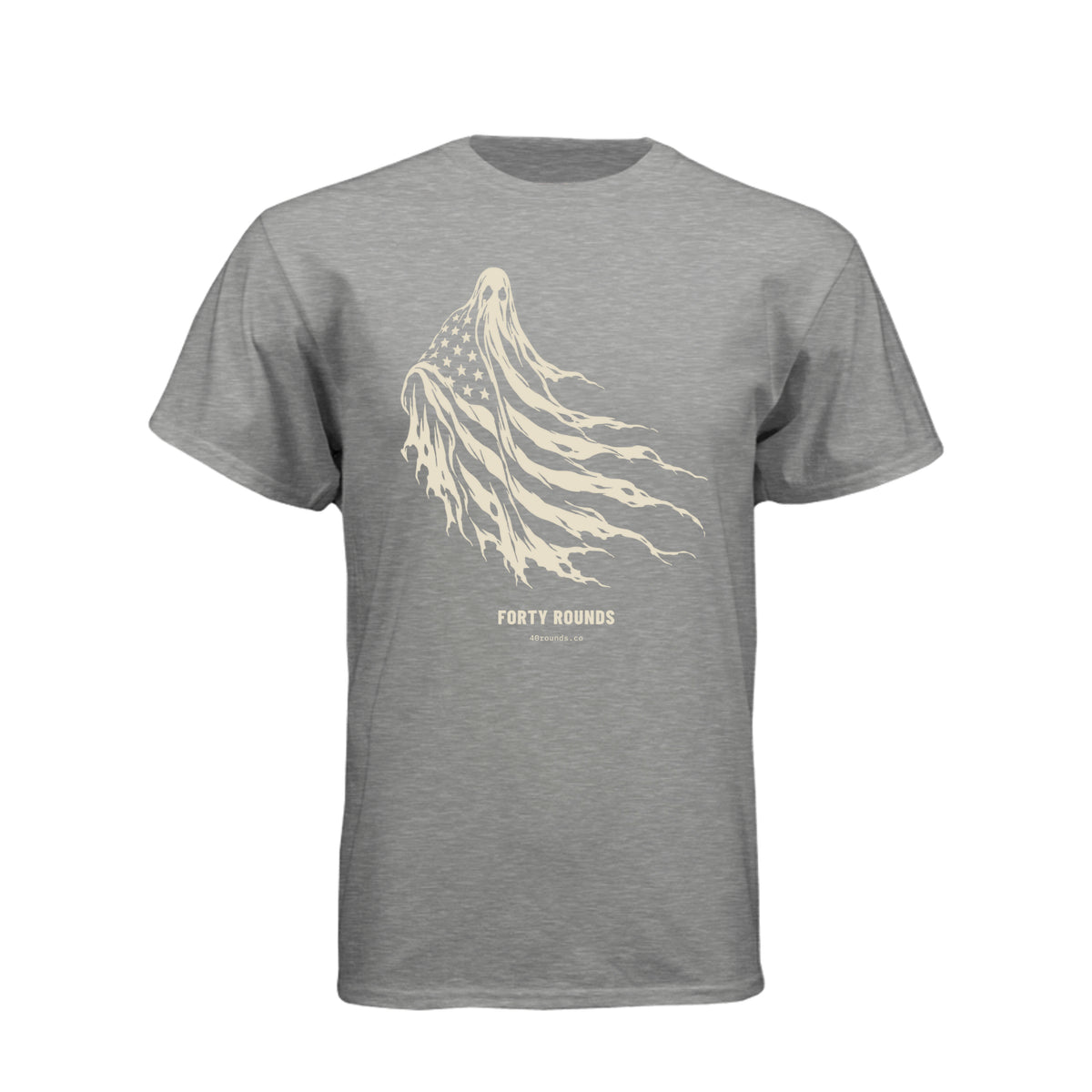 FORTY ROUNDS — Phantom Flag Front-Only Tee · Dark Heather Grey (60/40) · Front