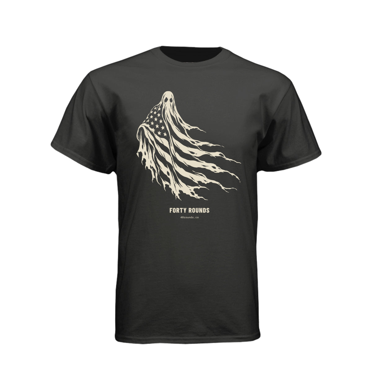 FORTY ROUNDS — Phantom Flag Front-Only Tee · Charcoal · Front